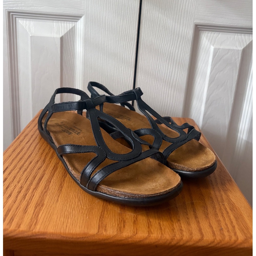 Naot Black Leather Open-Toe Comfort Sandals